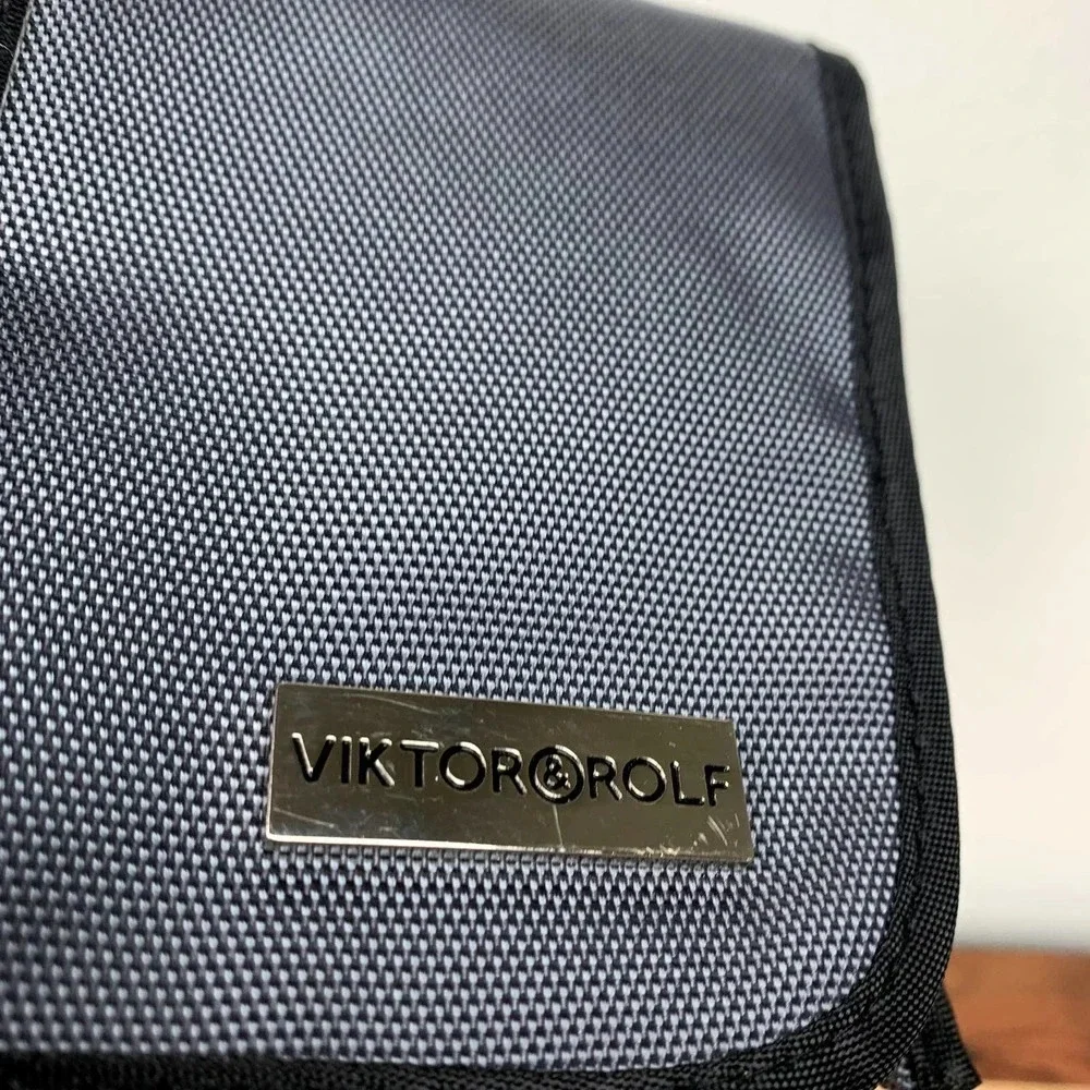 Viktor & Rolf Cosmetics Bag Small Zip Pouch Grey Black Buckle Makeup Travel Case